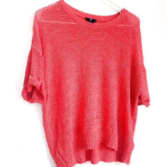 H&M Tops - H&M oversized knit top scoop neck 1/2 sleeves pink